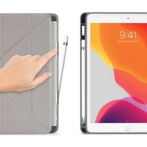 Kup Etui Pipetto Origami No3 Pencil Case Apple iPad 10.2 2019/2020/2021 (7., 8. i 9 generacji) (ciemnoszary) - PIP001GRY - {ean13} - Sklep Home Screen