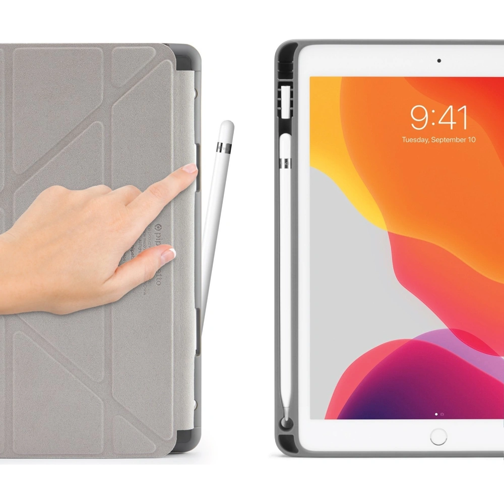 Etui Pipetto Origami No3 Pencil Case Apple iPad 10.2 2019/2020/2021 (7., 8. i 9 generacji) (ciemnoszary)