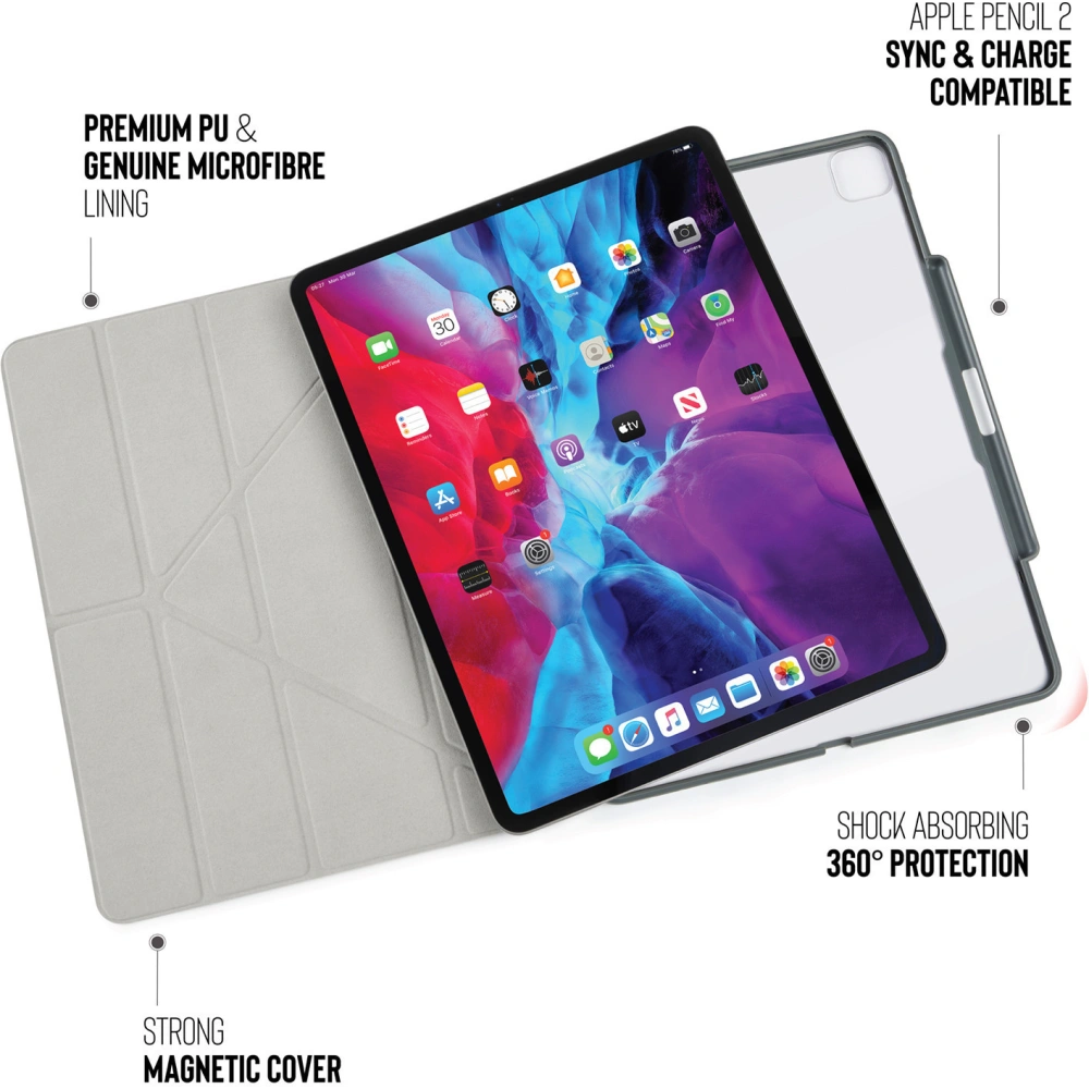 Etui Pipetto Origami No3 Pencil Case Apple iPad Pro 12.9 2020 (4. generacji) (Dark Grey)