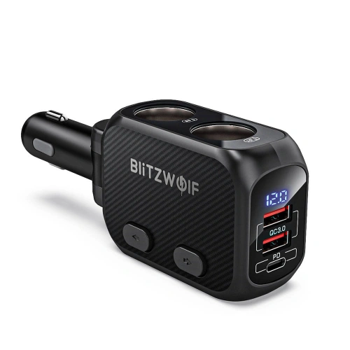 Kup Încărcător auto BlitzWolf BW-CLA1, 2x priză de brichetă, 2xUSB, USB-C, 150W (neagră) - BLZ431BLK - {ean13} - Sklep Home Screen