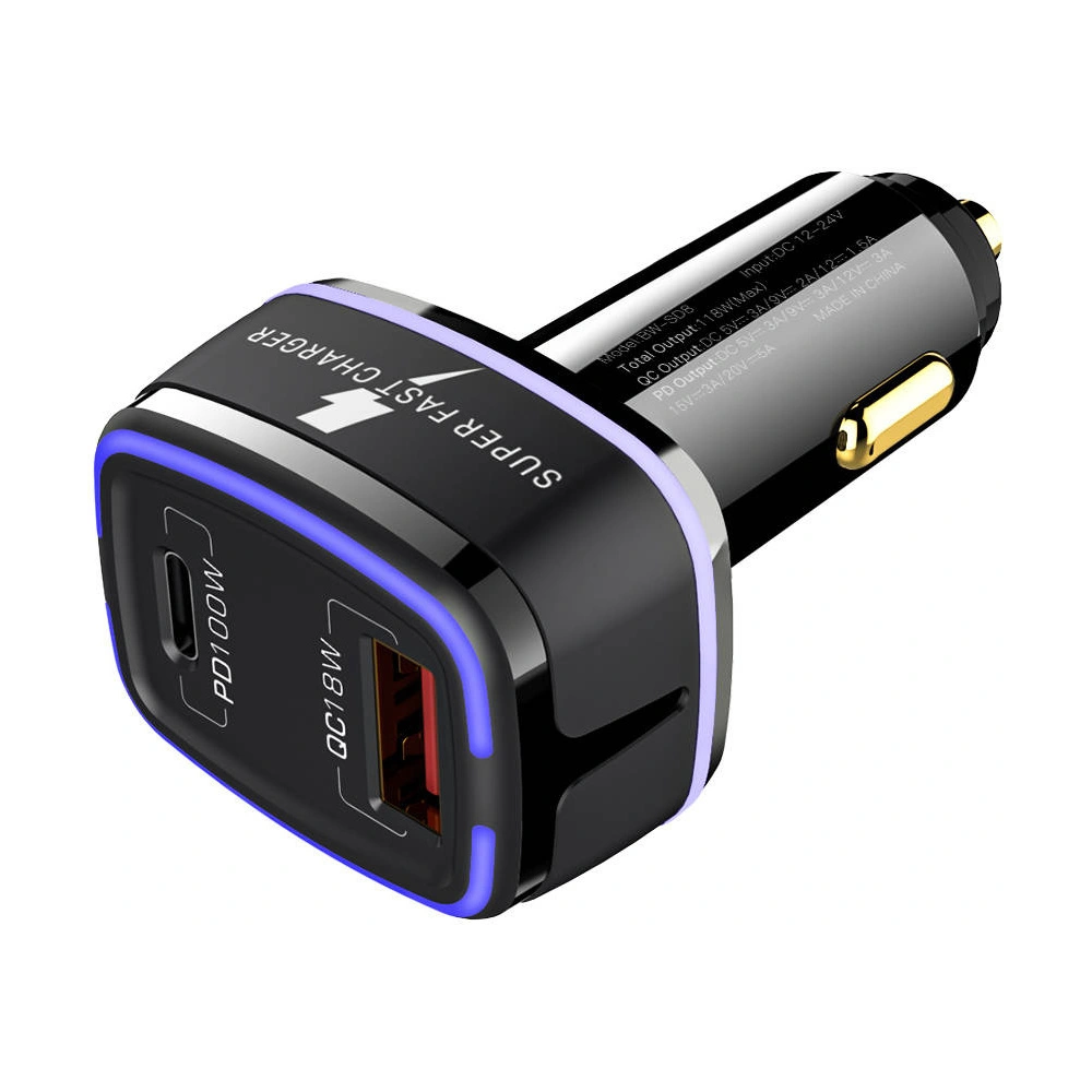 Ładowarka samochodowa Blitzwolf BW-SD8, USB, USB-C, 100W (czarna)