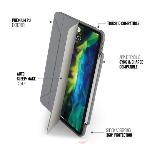 Kup Etui Pipetto Origami No3 Pencil Case Apple iPad Air 10.9 2020/2022 (4. a 5. generace) / iPad Air 11 2024 (6. generace) (tmavě šedá) - PIP023GRY - {ean13} - Sklep Home Screen