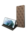 Case Guess GUBKS22LG4GFBR Samsung Galaxy S22 Ultra braun/brown Buch 4G Metall Gold Logo