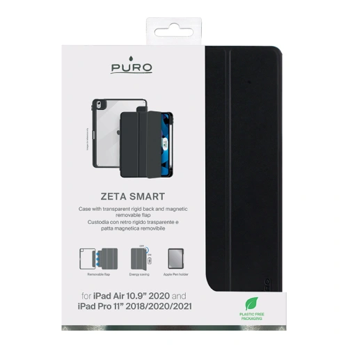 Kup Etui PURO Zeta Smart Apple iPad Air 10.9 2020/2022 (4. és 5. gen) / iPad Pro 11 2018/2020 (1. és 2. gen) / iPad Air 11 2024 (6. generációs) Ceruza tartó Fekete - PUR544BLK - {ean13} - Sklep Home Screen