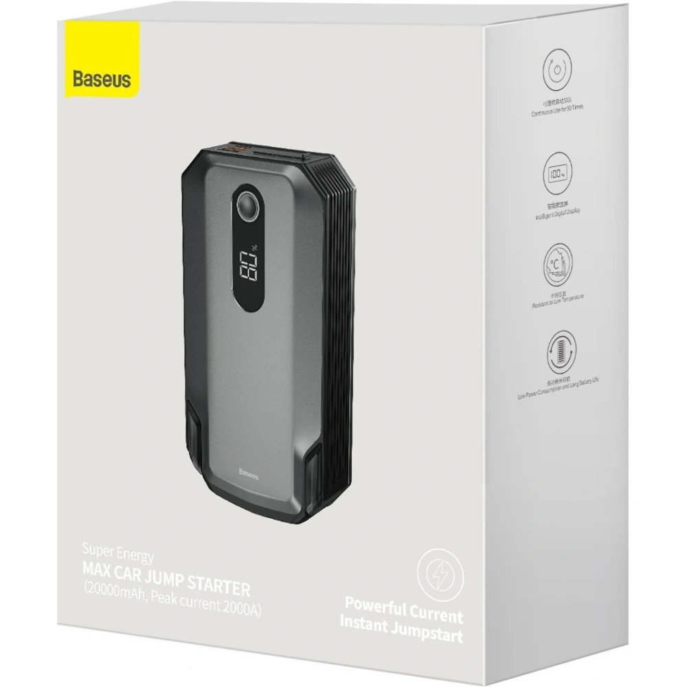 Powerbank / Rozrusznik Baseus Super Energy Max Car Jump Starter, 20000mAh, 2000A, USB (czarny)