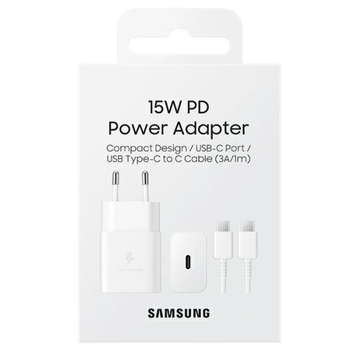 Kup Încărcătorul de rețea Samsung EP-T1510XW 15W Încărcare rapidă + cablu USB-C alb/white - SMG632WHT - {ean13} - Sklep Home Screen