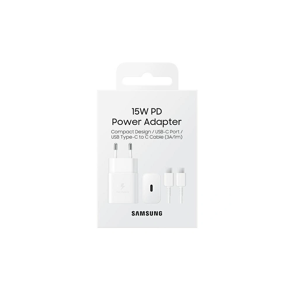 Ładowarka sieciowa Samsung EP-T1510XW 15W Fast Charge + kabel USB-C biały/white