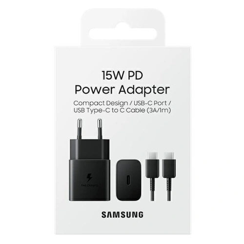 Kup Încărcătorul de rețea Samsung EP-T1510XB 15W Încărcare Rapidă + cablu USB-C negru/black - SMG633BLK - {ean13} - Sklep Home Screen