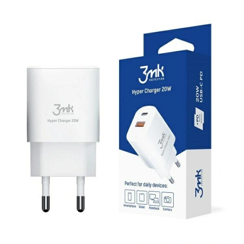 Kup Încărcătorul de rețea 3MK HyperCharger 20W USB-C + USB-A PD 3.0 QC 3.0 alb - 3MK2620 - {ean13} - Sklep Home Screen