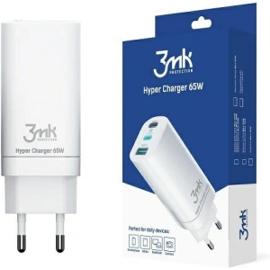 Ładowarka sieciowa 3MK HyperCharger 65W 2xUSB-C + USB-A GaN PD 3.0 QC 4.0 biała