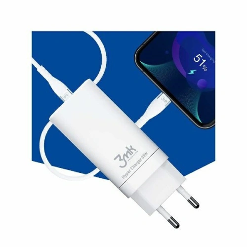 Kup Încărcătorul de rețea 3MK HyperCharger 65W 2xUSB-C + USB-A GaN PD 3.0 QC 4.0 alb - 3MK2621 - {ean13} - Sklep Home Screen