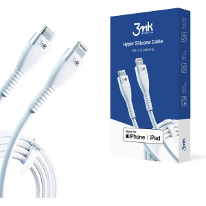 Kabel 3MK HyperSilicone USB-C - Lightning MFI 20W 3A 1m weiß
