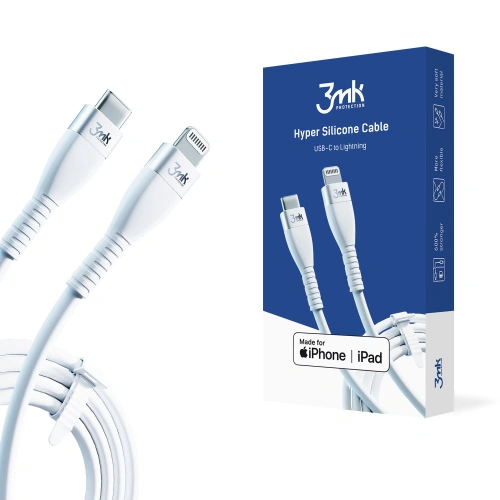 Kup Cablul 3MK HyperSilicone USB-C - Lightning MFI 20W 3A 1m alb - 3MK2623 - {ean13} - Sklep Home Screen