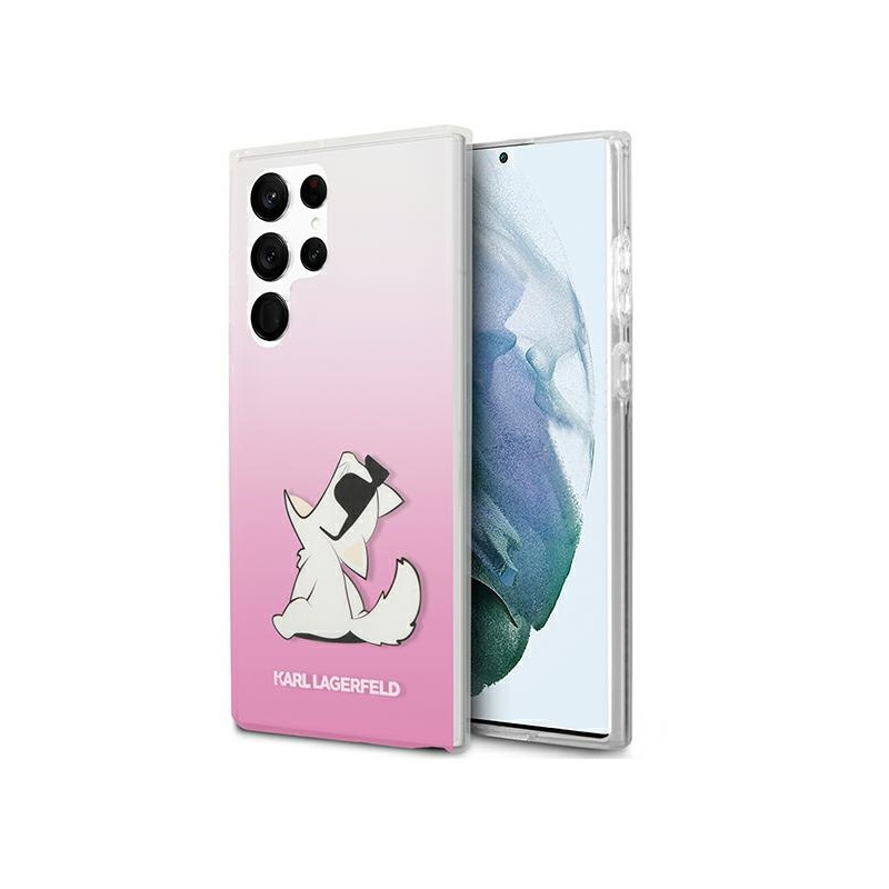 Etui Karl Lagerfeld KLHCS22LCFNRCPI Samsung Galaxy S22 Ultra hardcase różowy/pink Choupette Eat