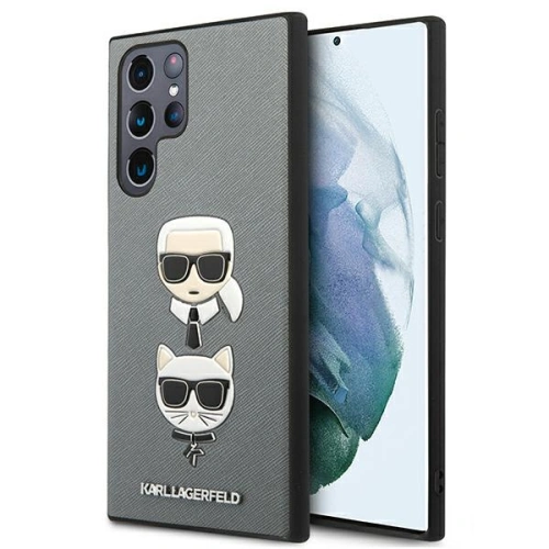 Kup Etui Karl Lagerfeld KLHCS22LSAKICKCSL Samsung Galaxy S22 Ultra argintiu/silver Saffiano Karl & Choupette Head - KLD838SLV - {ean13} - Sklep Home Screen