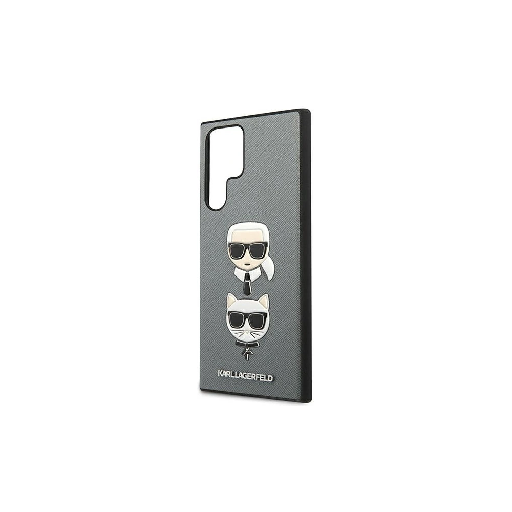 Etui Karl Lagerfeld KLHCS22LSAKICKCSL Samsung Galaxy S22 Ultra srebrny/silver Saffiano Karl & Choupette Head