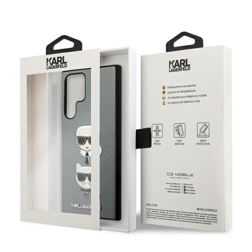 Kup Case Karl Lagerfeld KLHCS22LSAKICKCSL Samsung Galaxy S22 Ultra silber/silver Saffiano Karl & Choupette Kopf - KLD838SLV - {ean13} - Sklep Home Screen