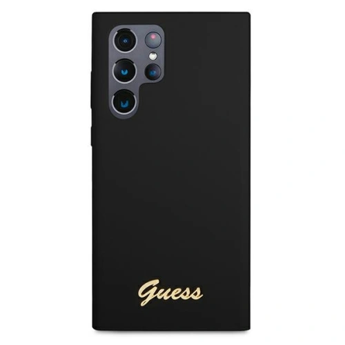 Buy Guess GUHCS22LLSLMGBK Samsung Galaxy S22 Ultra black hardcase Silicone Script Metal Logo - GUE1622BLK - {ean13} - Home Screen Store Europe