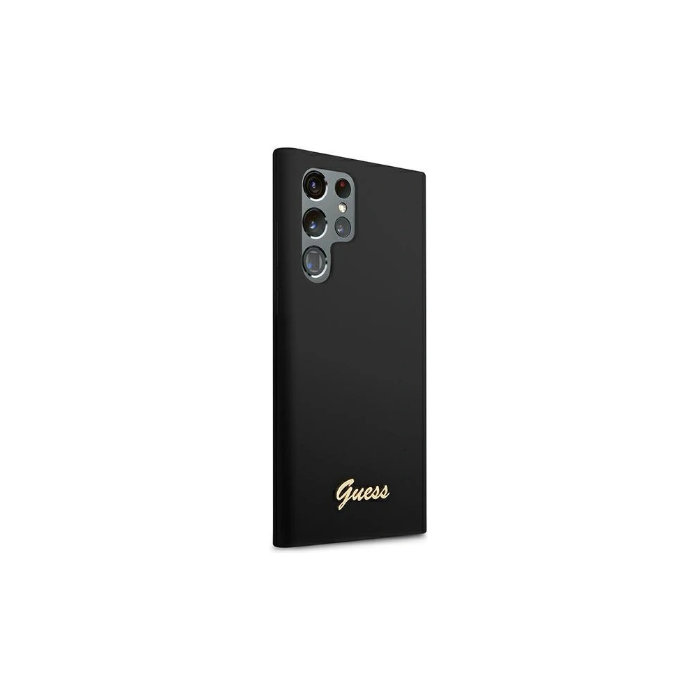 Etui Guess GUHCS22LLSLMGBK Samsung Galaxy S22 Ultra czarny/black hardcase Silicone Script Metal Logo