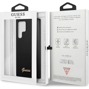 Kup Case Guess GUHCS22LLSLMGBK Samsung Galaxy S22 Ultra schwarz/black hardcase Silikon Script Metall Logo - GUE1622BLK - {ean13} - Sklep Home Screen