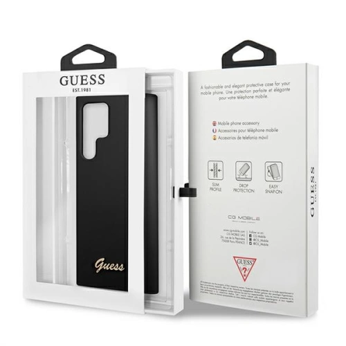 Buy Guess GUHCS22LLSLMGBK Samsung Galaxy S22 Ultra black hardcase Silicone Script Metal Logo - GUE1622BLK - {ean13} - Home Screen Store Europe