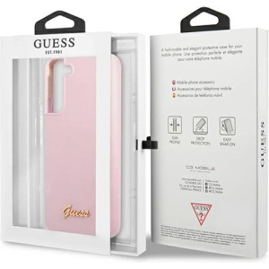 Guess GUHCS22MLSLMGLA Samsung Galaxy S22+ Plus lavender hardcase Silicone Script Metal Logo