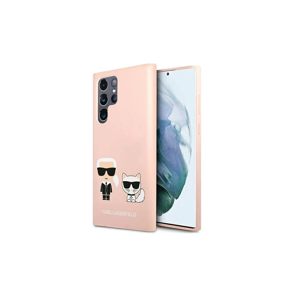 Etui Karl Lagerfeld KLHCS22LSSKCI Samsung Galaxy S22 Ultra hardcase jasnoróżowy/light pink Silicone Ikonik Karl & Choupette