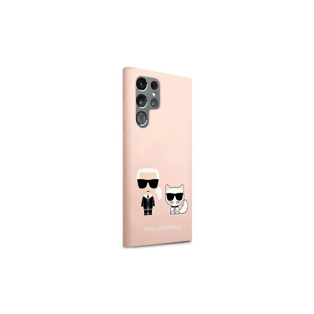 Etui Karl Lagerfeld KLHCS22LSSKCI Samsung Galaxy S22 Ultra hardcase jasnoróżowy/light pink Silicone Ikonik Karl & Choupette