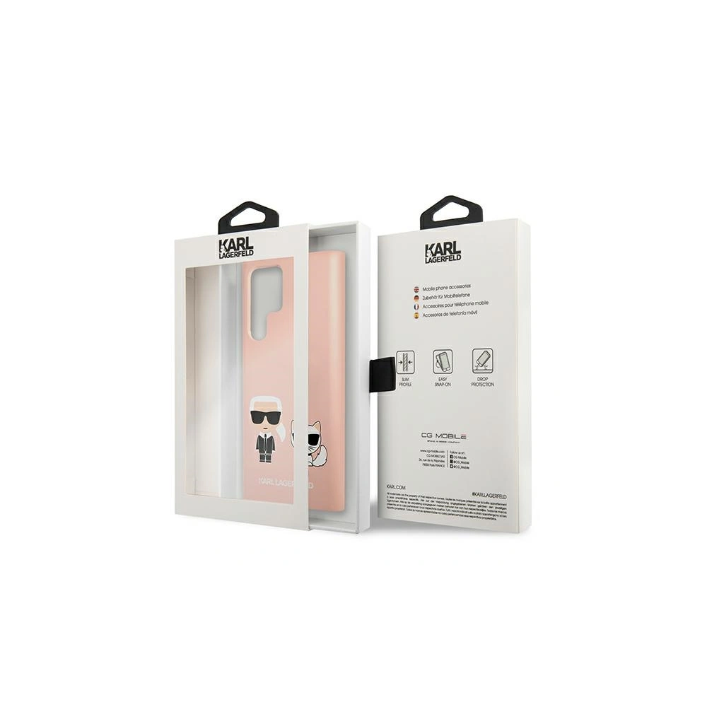 Etui Karl Lagerfeld KLHCS22LSSKCI Samsung Galaxy S22 Ultra hardcase jasnoróżowy/light pink Silicone Ikonik Karl & Choupette
