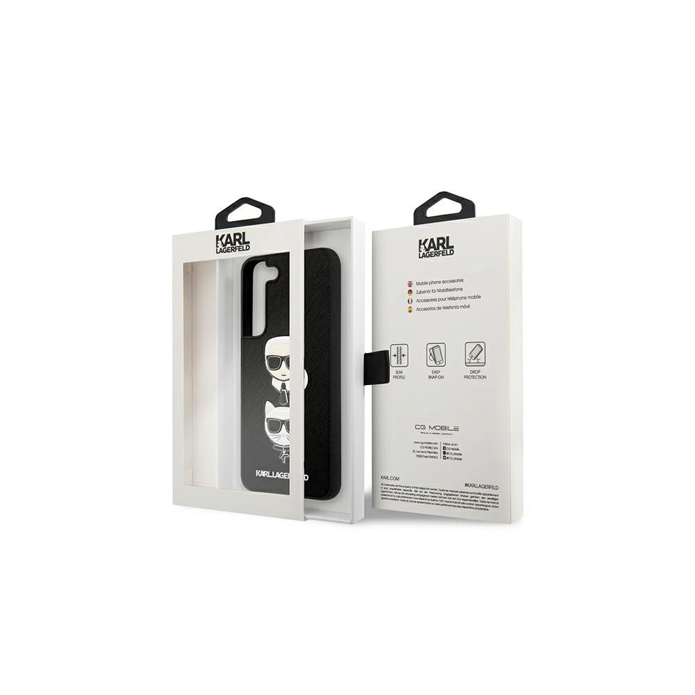 Etui Karl Lagerfeld KLHCS22MSAKICKCBK Samsung Galaxy S22+ Plus czarny/black Saffiano Karl & Choupette Head