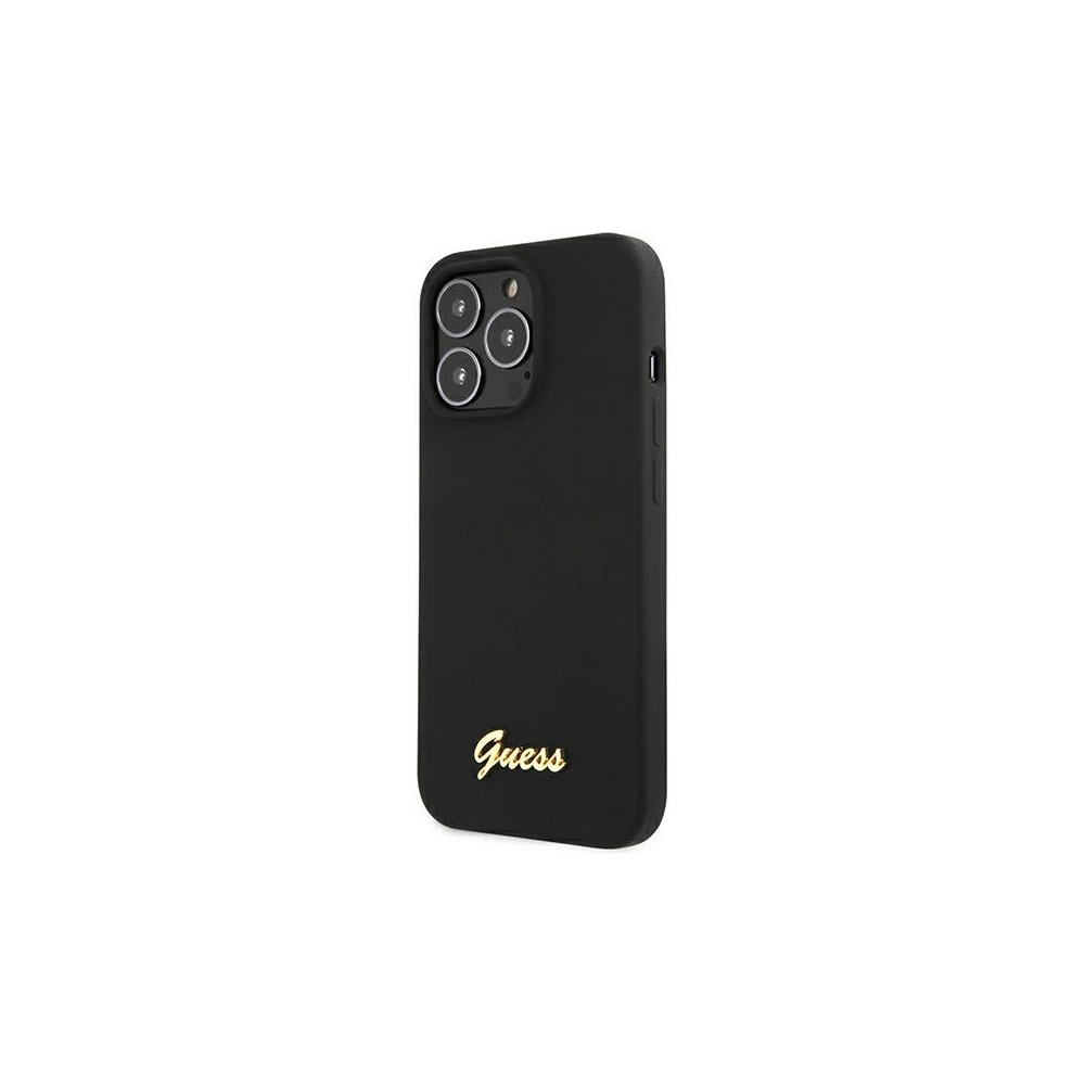 Etui Guess GUHMP13LLSLMGBK Apple iPhone 13 Pro black/czarny hardcase Silicone Script Gold Logo
