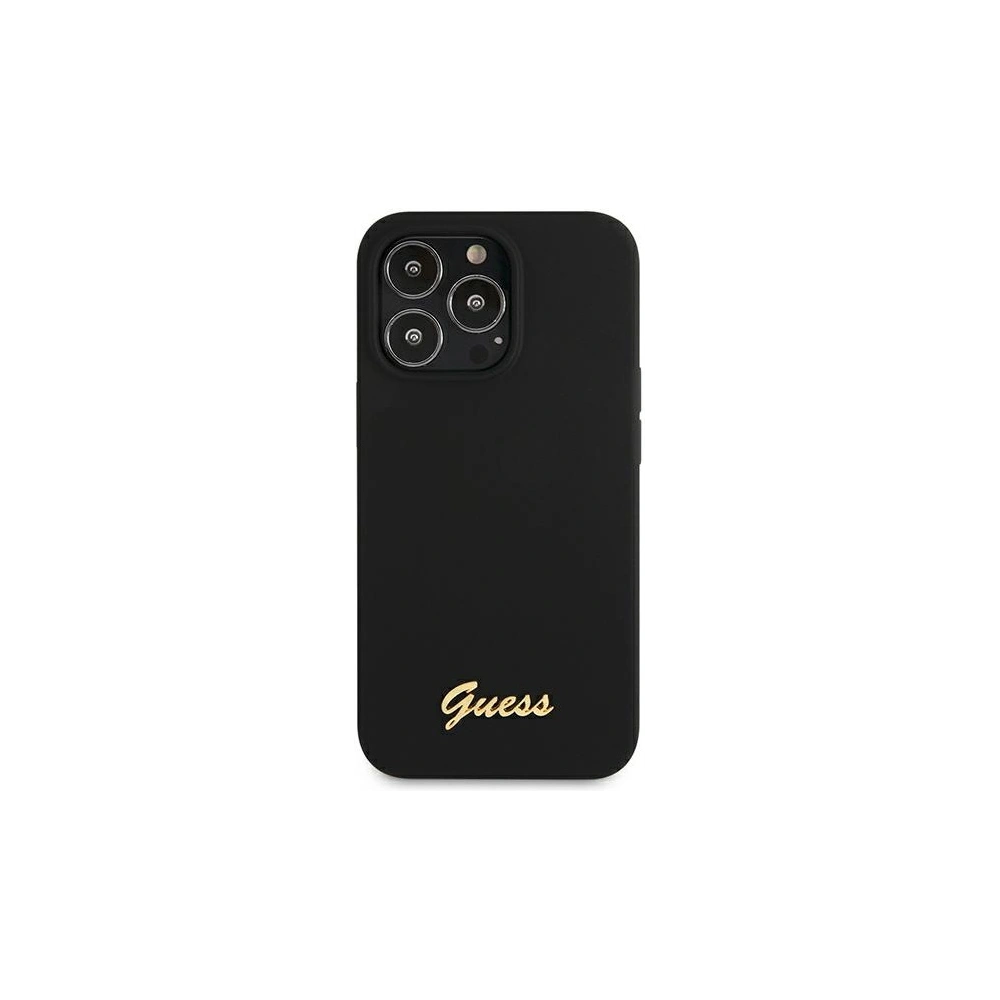 Etui Guess GUHMP13LLSLMGBK Apple iPhone 13 Pro black/czarny hardcase Silicone Script Gold Logo