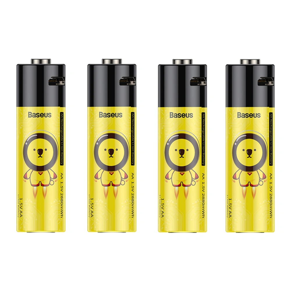 Akumulatory 4xAA  Baseus, 1920mAh, micro USB (czarno-żółte)