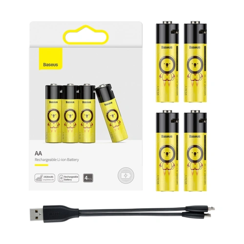 Buy Accumlators 4xAA Baseus, 1920mAh, micro USB (black-yellow) - BSU3118BLKYEL - {ean13} - Home Screen Store Europe