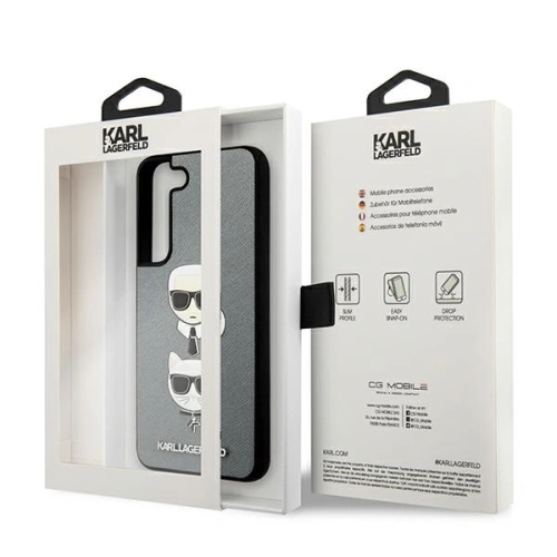 Kup Case Karl Lagerfeld KLHCS22MSAKICKCSL Samsung Galaxy S22+ Plus silber/silver Saffiano Karl & Choupette Kopf - KLD844SLV - {ean13} - Sklep Home Screen