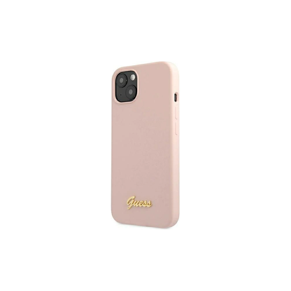 Etui Guess GUHMP13MLSLMGLP Apple iPhone 13 jasnoróżowy/light pink hardcase Silicone Script Gold Logo Magsafe