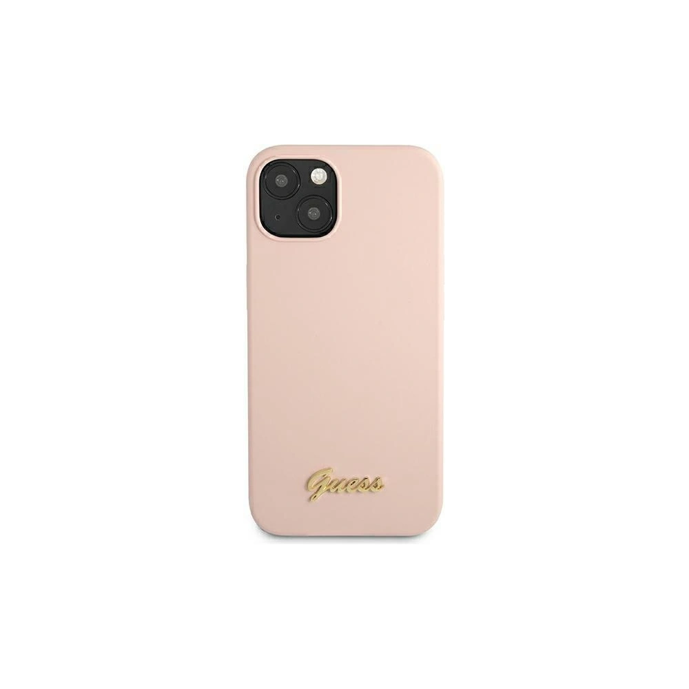 Etui Guess GUHMP13MLSLMGLP Apple iPhone 13 jasnoróżowy/light pink hardcase Silicone Script Gold Logo Magsafe