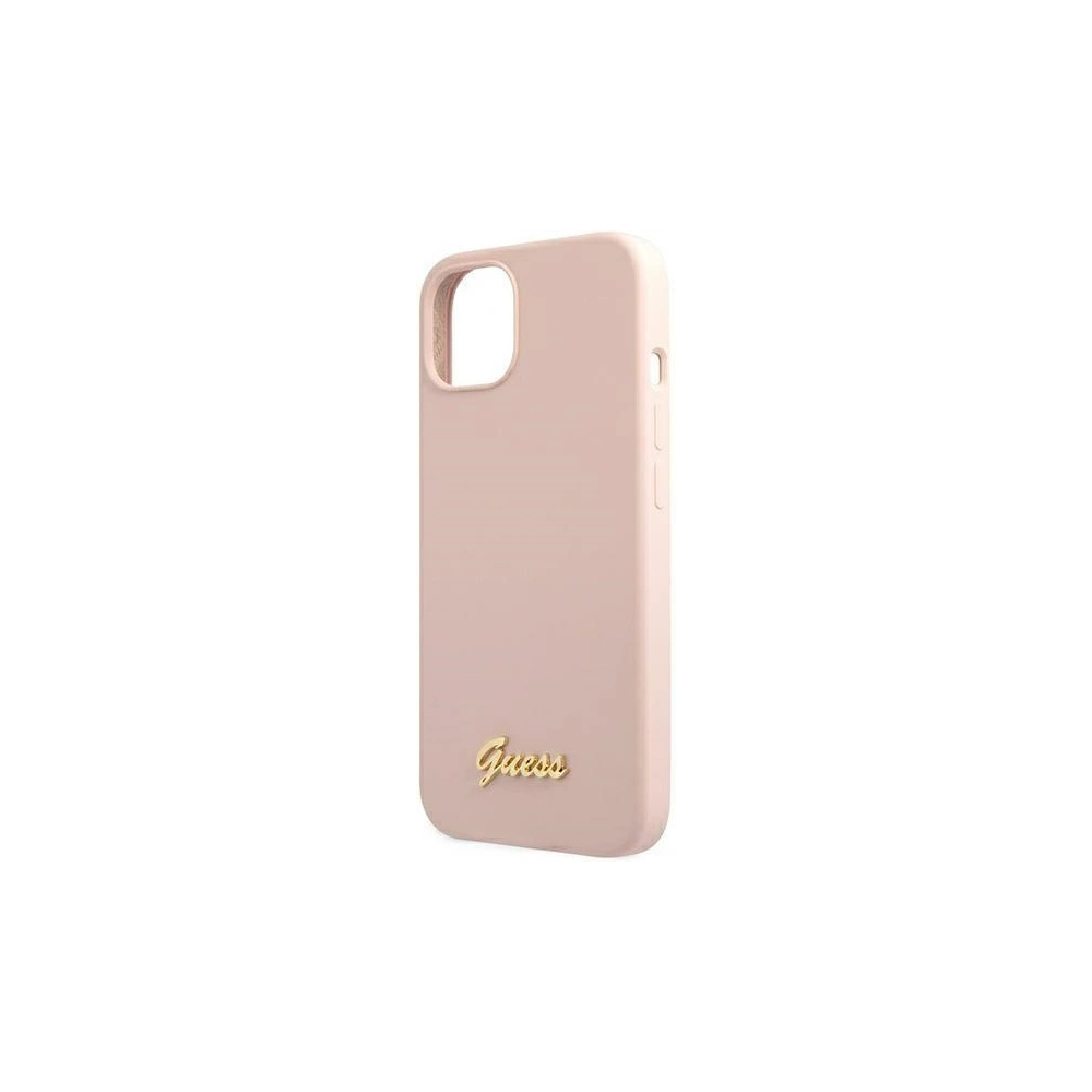Etui Guess GUHMP13MLSLMGLP Apple iPhone 13 jasnoróżowy/light pink hardcase Silicone Script Gold Logo Magsafe