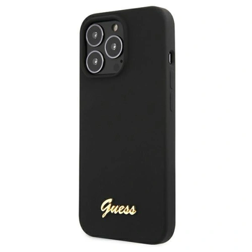Buy Guess GUHMP13XLSLMGBK Apple iPhone 13 Pro Max czarny hardcase Silicone Script Gold Logo - GUE1628BLK - {ean13} - Home Screen Store Europe