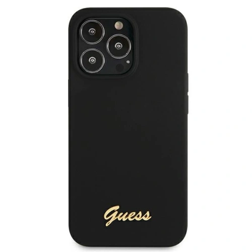 Buy Guess GUHMP13XLSLMGBK Apple iPhone 13 Pro Max czarny hardcase Silicone Script Gold Logo - GUE1628BLK - {ean13} - Home Screen Store Europe