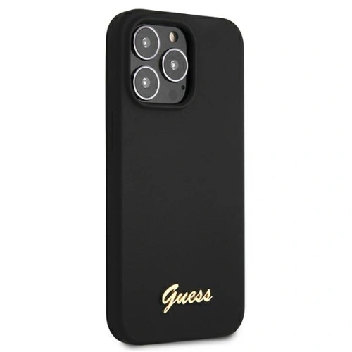Buy Guess GUHMP13XLSLMGBK Apple iPhone 13 Pro Max czarny hardcase Silicone Script Gold Logo - GUE1628BLK - {ean13} - Home Screen Store Europe