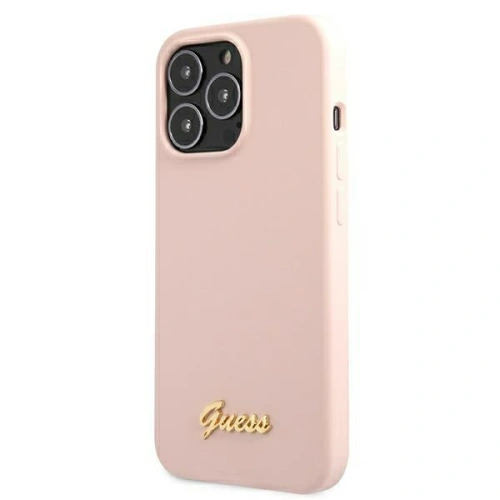 Kup Etui Guess GUHMP13XLSLMGLP Apple iPhone 13 Pro Max jasnoróżowy/light pink hardcase Silicone Script Gold Logo Magsafe - GUE1629PNK - {ean13} - Sklep Home Screen