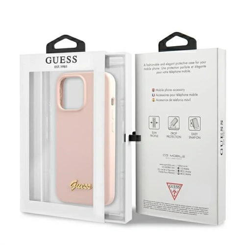 Kup Case Guess GUHMP13XLSLMGLP Apple iPhone 13 Pro Max hellrosa/light pink Hardcase Silikon Script Gold Logo Magsafe - GUE1629PNK - {ean13} - Sklep Home Screen