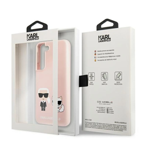 Kup Case Karl Lagerfeld KLHCS22SSSKCI Samsung Galaxy S22 Hardcase in zartrosa / light pink Silikon Ikonik Karl & Choupette - KLD852PNK - {ean13} - Sklep Home Screen