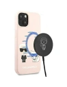Case Karl Lagerfeld KLHMP13MSSKCI Apple iPhone 13 Hardcase hellrosa/light pink Silikon Ikonik Karl & Choupette Magsafe