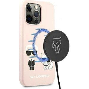 Etui Karl Lagerfeld KLHMP13XSSKCI Apple iPhone 13 Pro Max hardcase jasnoróżowy/light pink Silicone Ikonik Karl & Choupette Magsa