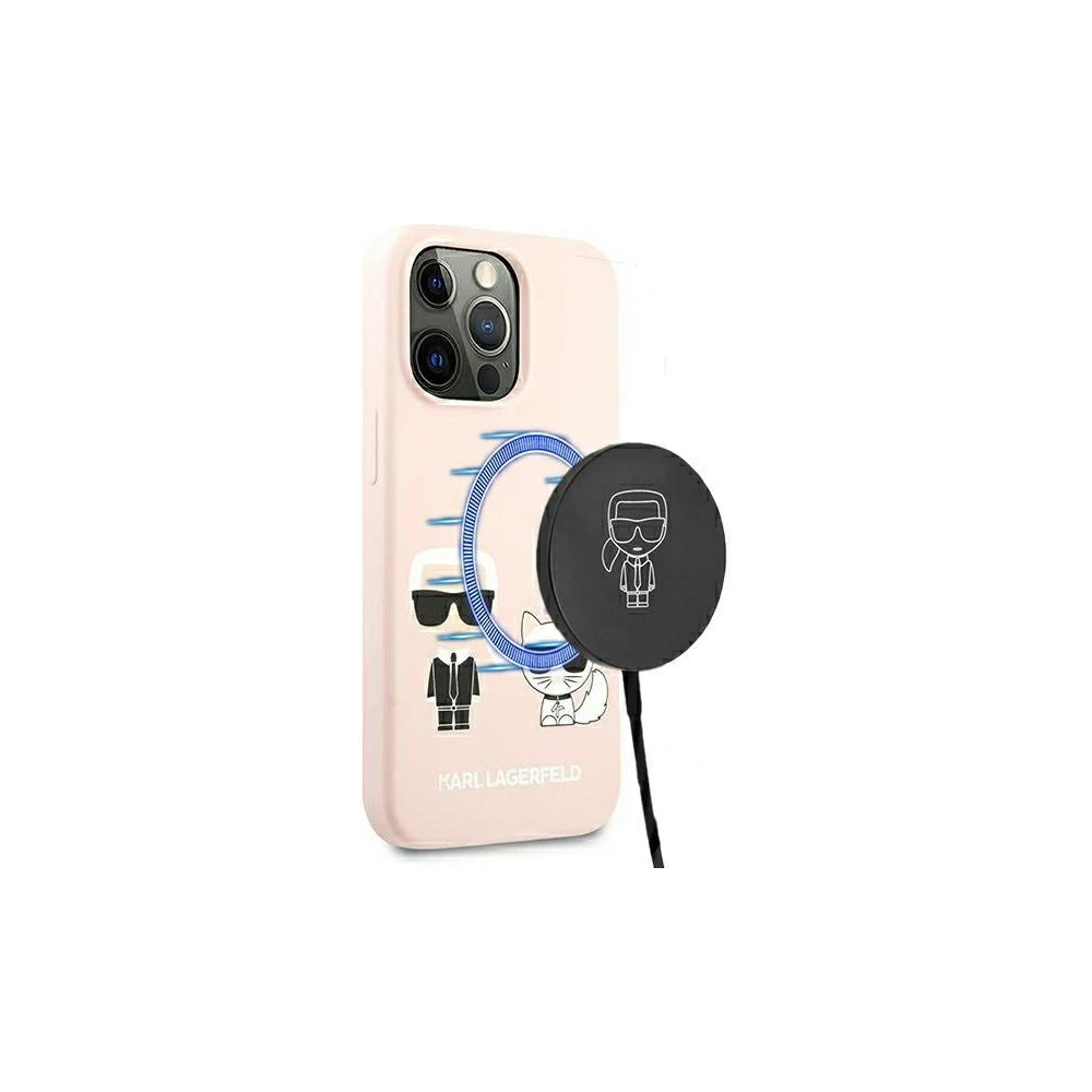 Etui Karl Lagerfeld KLHMP13XSSKCI Apple iPhone 13 Pro Max hardcase jasnoróżowy/light pink Silicone Ikonik Karl & Choupette Magsa