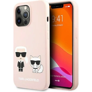 Etui Karl Lagerfeld KLHMP13XSSKCI Apple iPhone 13 Pro Max hardcase jasnoróżowy/light pink Silicone Ikonik Karl & Choupette Magsa