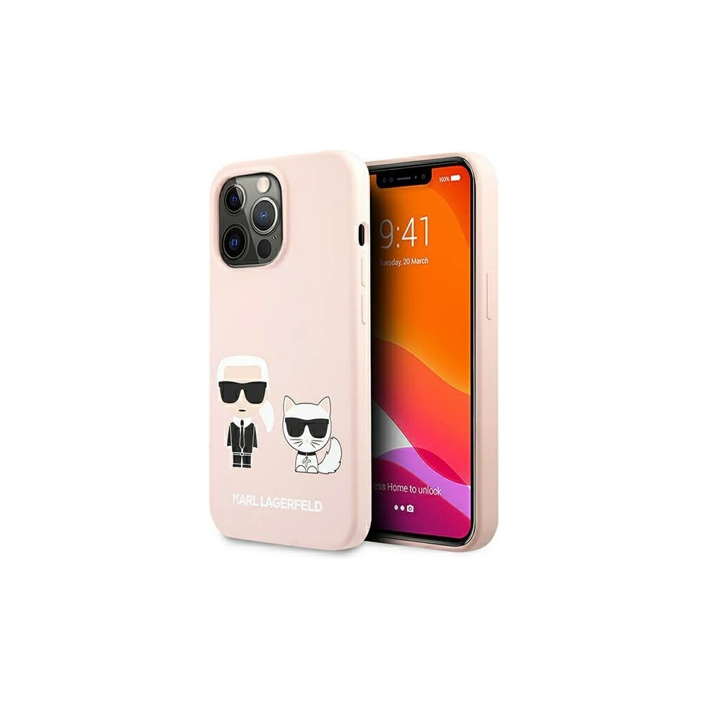 Etui Karl Lagerfeld KLHMP13XSSKCI Apple iPhone 13 Pro Max hardcase jasnoróżowy/light pink Silicone Ikonik Karl & Choupette Magsa