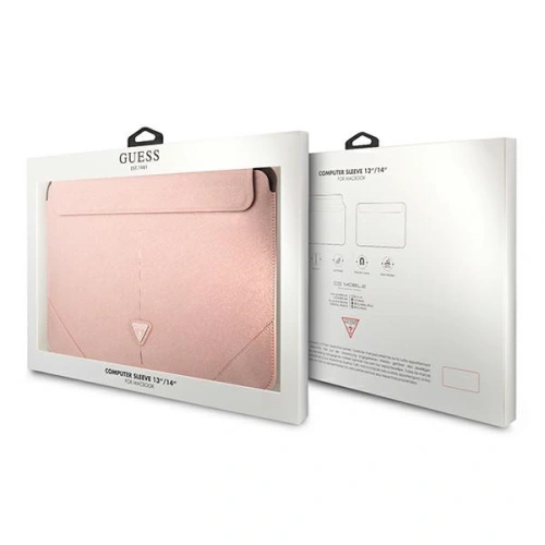 Kup Etui Guess Sleeve GUCS14PSATLP 13/14 cali różowy/pink Saffiano Triangle Logo - GUE1637PNK - {ean13} - Sklep Home Screen
